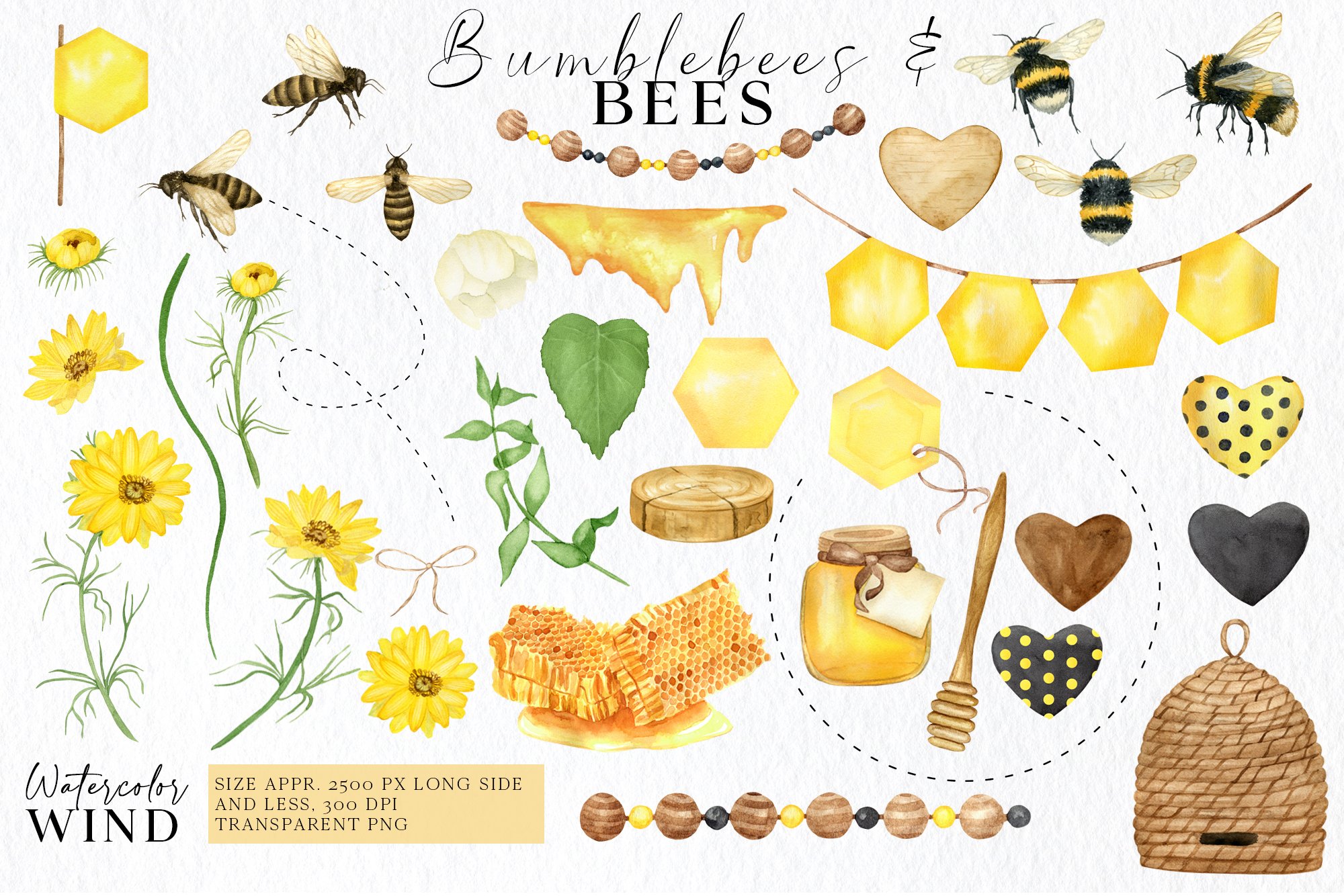 Bumblebee And Bee Clipart With Honey And Honeycombs - Design Cuts