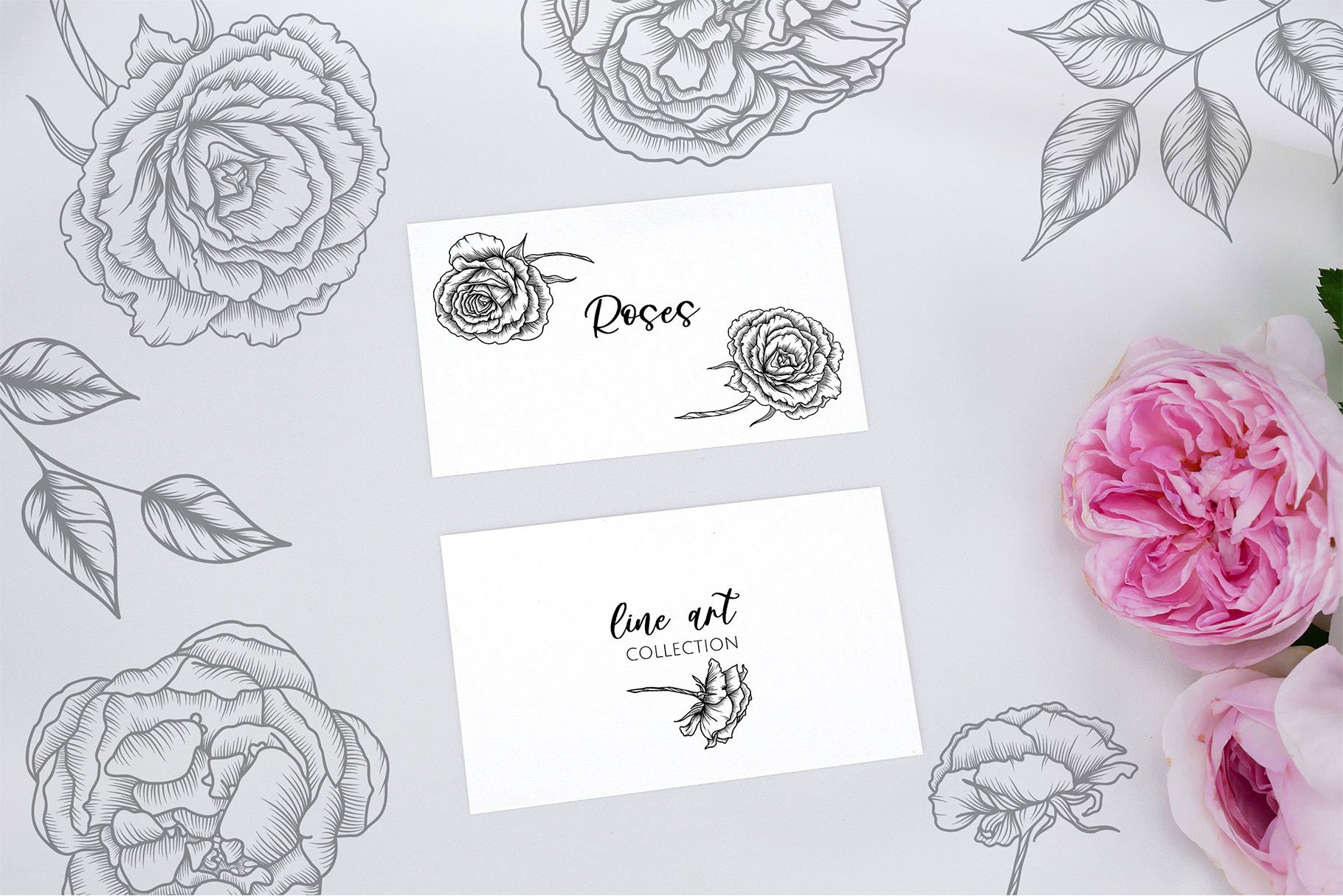 Roses Line Art Vector Flowers - Design Cuts