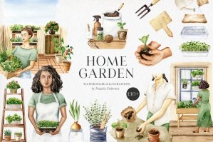 Home Garden Watercolor Collection