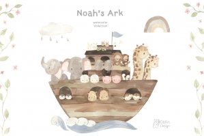 Noah’s Ark Watercolor Clipart