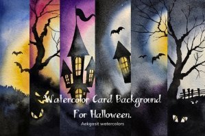 Hand Drawn Watercolor Invitation Card For A Halloween Celebration
