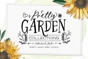 Pretty Garden Font Trio With Doodle