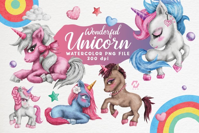 Wonderful Unicorn Cartoon PNG Clipart - Design Cuts