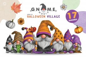 Gnome World Halloween Village Cliparts