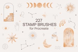Celestial Stamp Brushes For Procreate & Photoshop