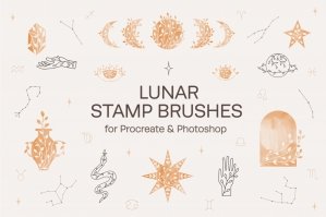 Lunar Stamp Brushes For Procreate And Photoshop