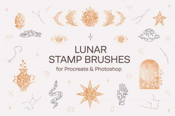 Magical Procreate Stamps Moon and Sun Graphic by ResipaintDesign · Creative  Fabrica