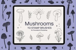 Mushrooms Stamp Brushes For Procreate And Photoshop