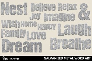 Galvanized Metal Word Art - 14 Elements