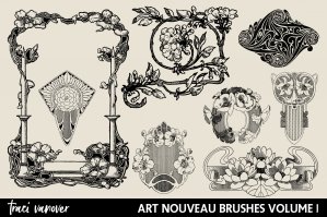 Art Nouveau Photoshop Brushes & Clipart Images Vol 1