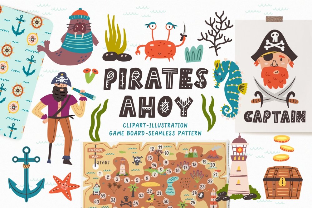 Pirates Ahoy Clipart And Treasure Map Design Cuts 0051