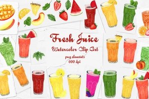 Summer Juice Watercolor Clipart