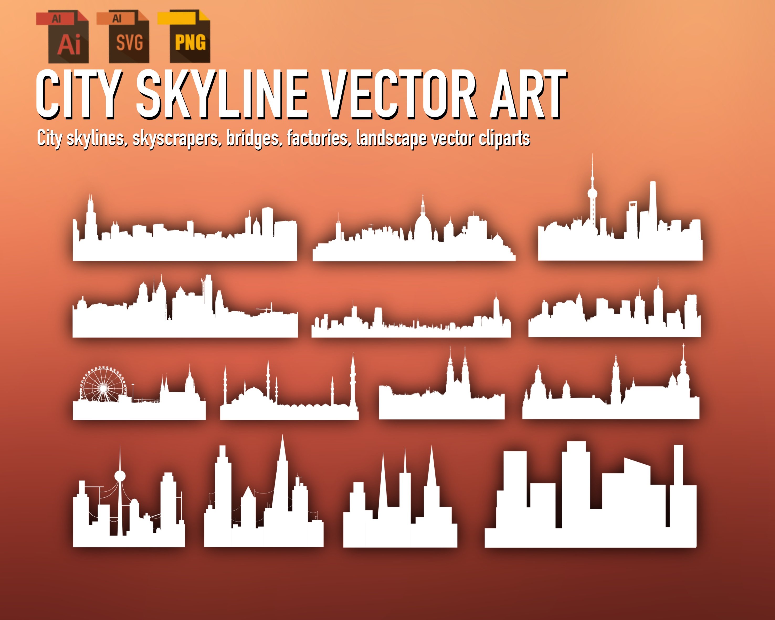 city skyline vector png