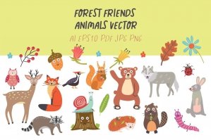 Forest Friends Animals Vector