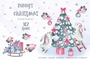 Bunny's Christmas Watercolor Set