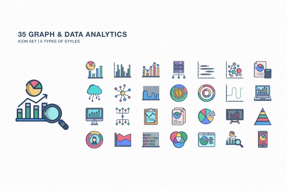 Graph And Data Analytics Icon Set - Design Cuts