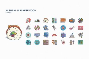 Sushi Food Icon Set