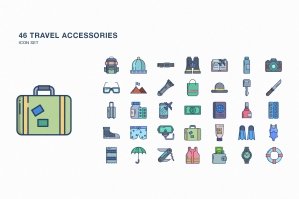 Travel And Accessories Icon Set