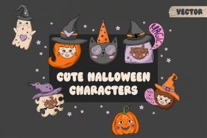 Cute Halloween Characters Clipart