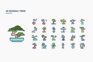Bonsai Tree Icon Set