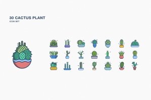 Cactus Plant Icon Set