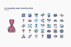 Candies And Chocolate Icon Set