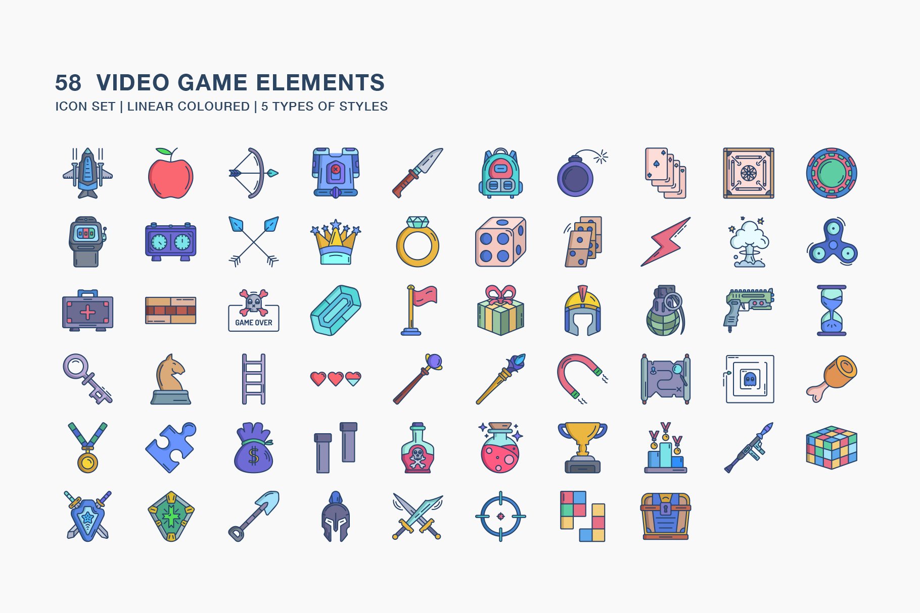 Video Game Elements Icon Set - Design Cuts