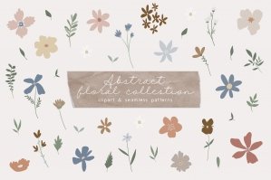 Abstract Floral Collection Flowers Clipart