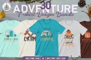 Camping T Shirt Designs Bundle | Vector And Photoshop