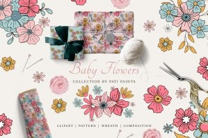 Baby Flowers Cute Collection Vector