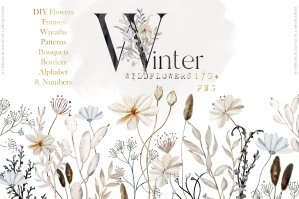 Winter Wildflowers Watercolors