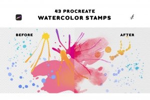 Procreate Watercolor Stamp - 43 Procreate Water Color Stamps