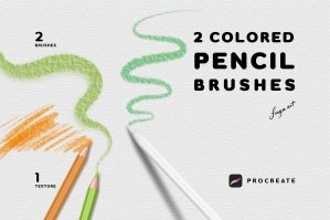 Procreate Pencil Brushes - 2 Procreate Colored Pencil Brushes