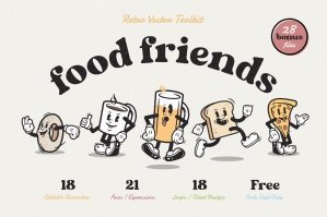 Food Friends Vintage Mascots & Logos