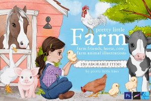 Pretty Little Farm - Cute Country Farm Animal Illustrations