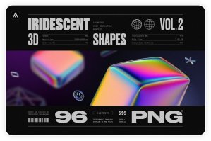 Iridescent Geometric 3D Shapes Vol2