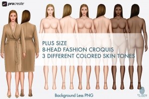 Plus Size Fashion Figure Templates - Curvy Croquis Templates