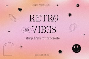 Retro Vibes Procreate Stamp Brushes