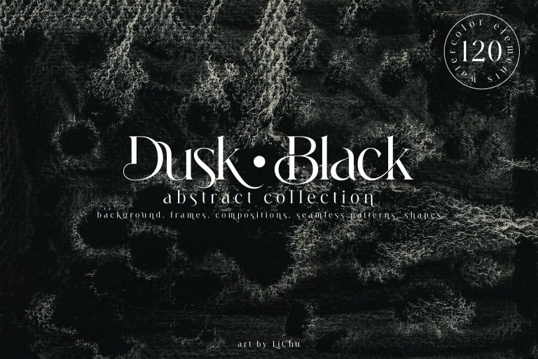Dusk Black Watercolor Texture Abstract Clipart - Design Cuts