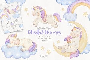 Blissful Baby Unicorns Watercolor