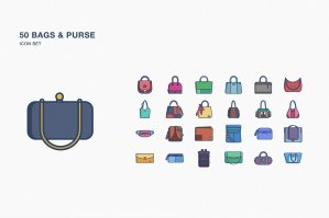 Bags And Purse Icon Set