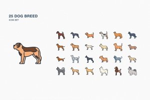 Dog Breeds Icon Set