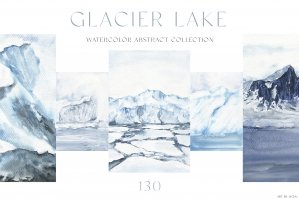 Glacier Watercolor Abstract Textures Clipart