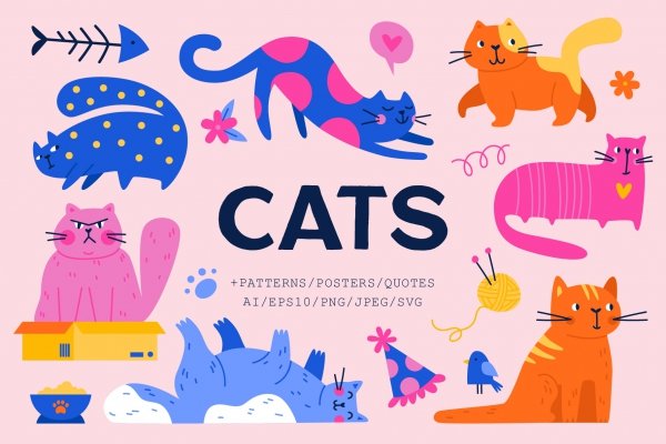 Cute Cat Stamp Procreate, 31 Cat Stamp Graphic by LitaStudio · Creative  Fabrica