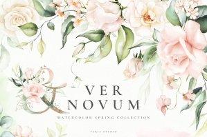 Ver Novum - Watercolor Blush Spring Floral Alphabet