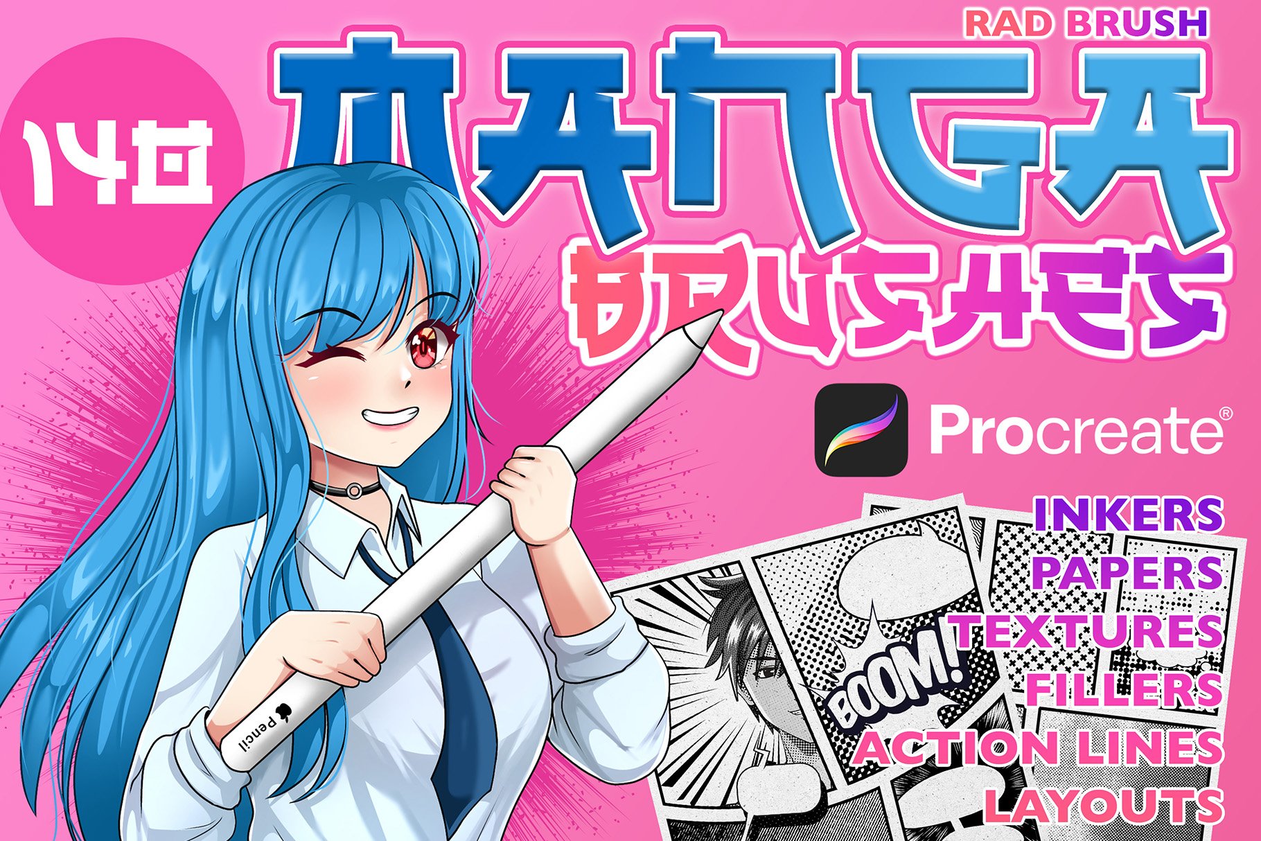 manga lineart brush procreate free
