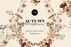 Autumn Watercolor Wildflowers Clipart
