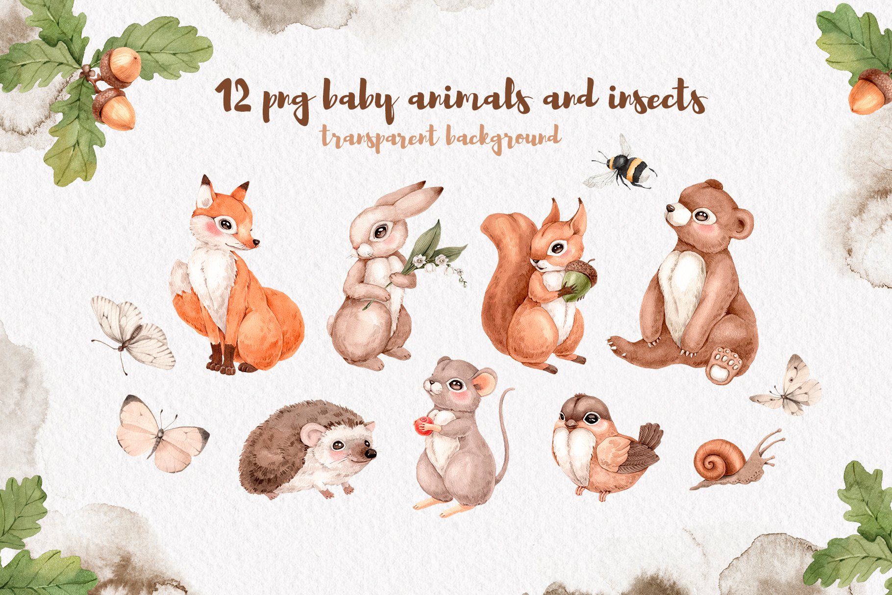 Watercolor Forest Animals Set - Design Cuts