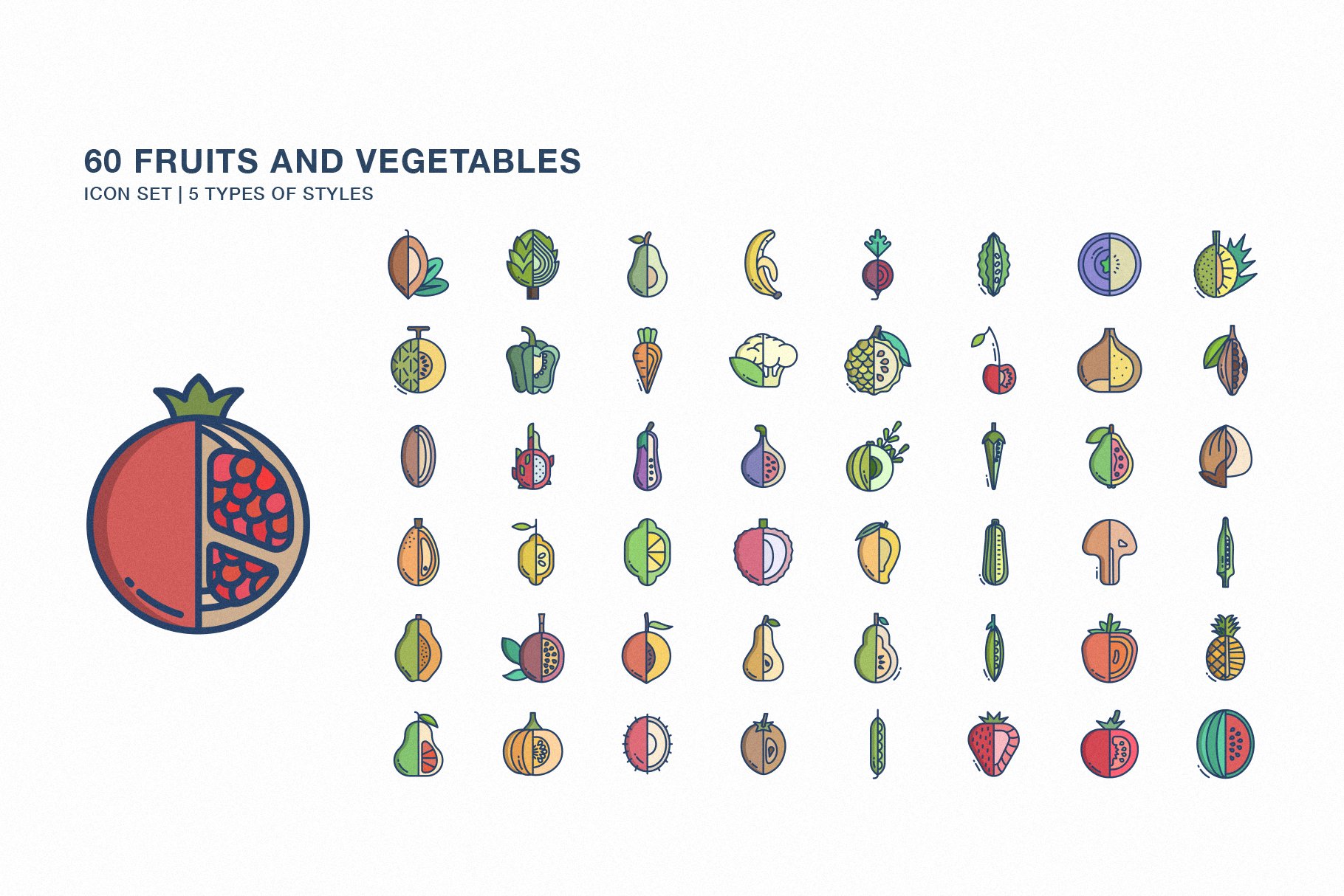 Fruits And Vegetables Icon Set 2 - Design Cuts