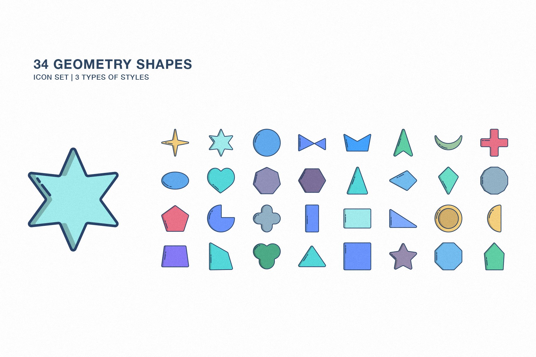 Geometric Shapes Icon Set Design Cuts